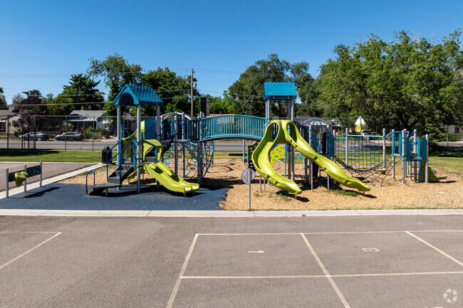 Mountain View Elementary School has a large, colorful playground.