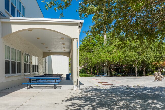Students can eat their lunch outside at Wynwood's Young Men's Preparatory Academy.
