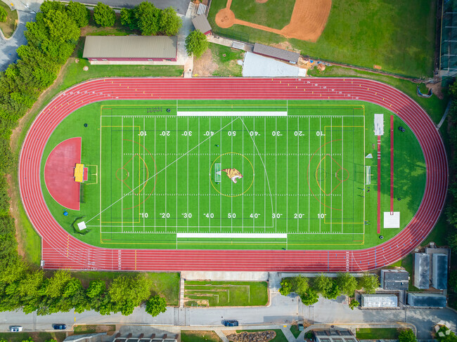 Play multiple sports at the track and football field area at the Tucker High School.