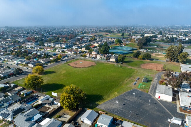 The beautiful campus of Redwood Christian Schools from above.