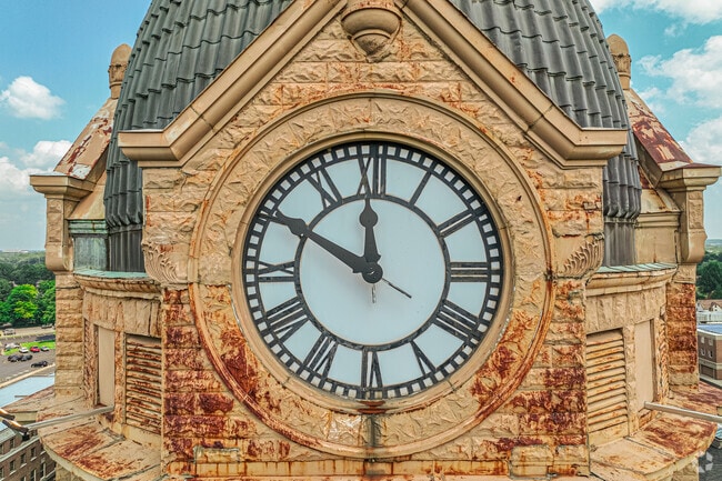 Warren's Courthouse Square features a looming clocktower, built in 1885.