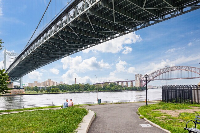 Astoria Park covers nearly 60 acres along the East River and offers panoramic views.