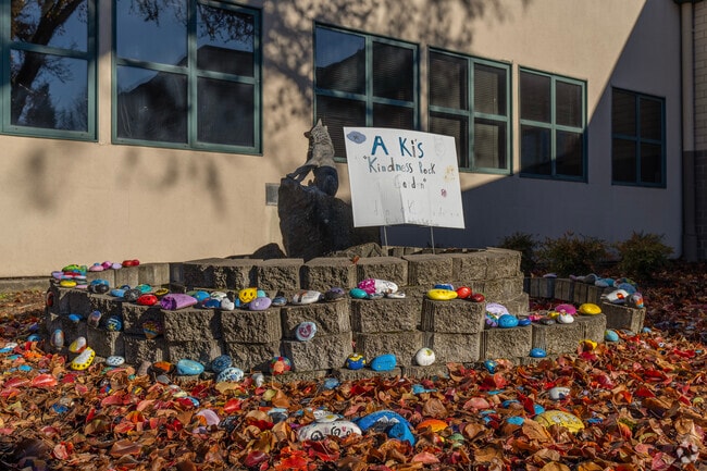 Student rock garden at Alki Middle School in Vancouver, WA.
