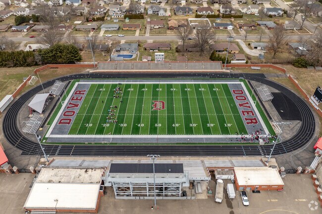 The Dover High School Crimson Tornadoes play at Crater Stadium in Dover, Ohio.