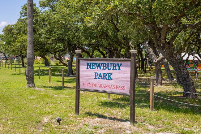 Locals get fresh air at Newbury Park in Downtown Aransas Pass, Texas.