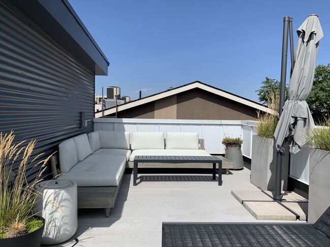 Rooftop deck with downtown view