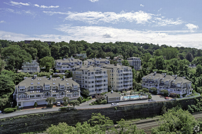 Beautiful Hudson River views can be seen from these town houses on the water.