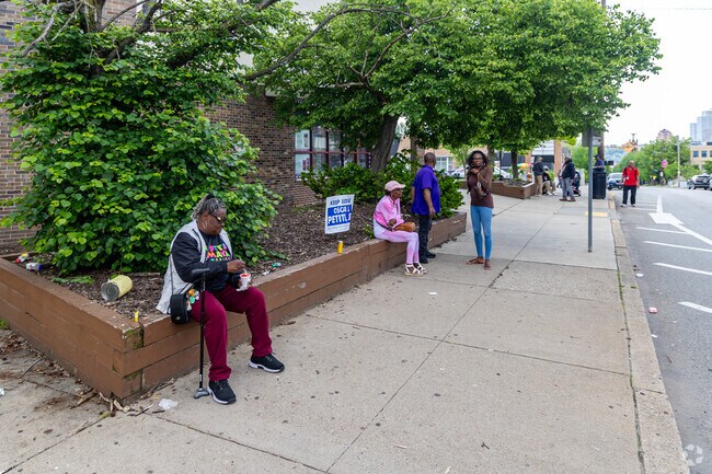 Residents enjoy a nice day outside in Crawford-Roberts.