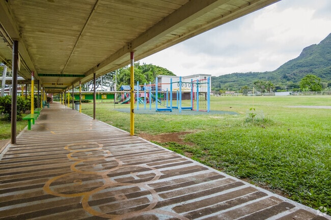 Maunawili Elementary School in Kailua sits at the base of Mt. Olomana.