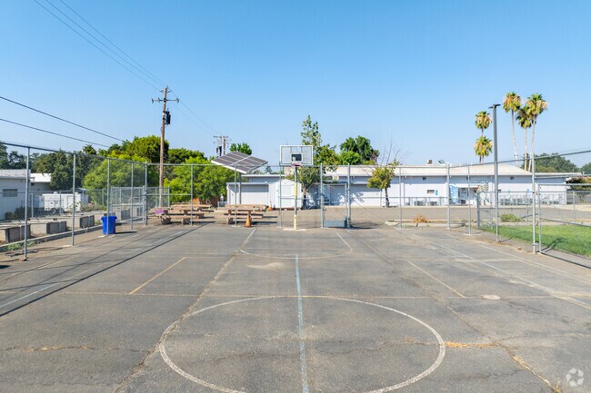 Students at Anderson New Technology High School can play basketball on campus.