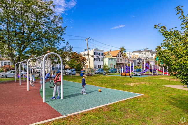 Kids love playing on the swings at Wilding Park near Harrison’s.