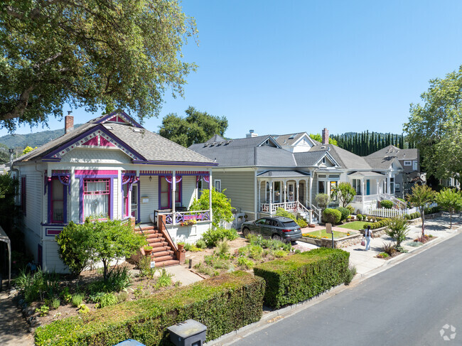 Charming Queen Anne homes line the streets of West Los Gatos, showcasing historic architecture.