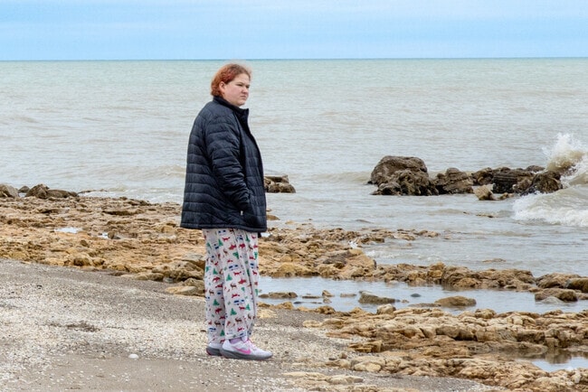 Wind Point is surrounded by Lake Michigan on three sides, including a beach at the tip.