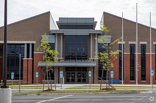 J. R. Tucker High School is a fan of green energy and covered the whole roof with solar panels.