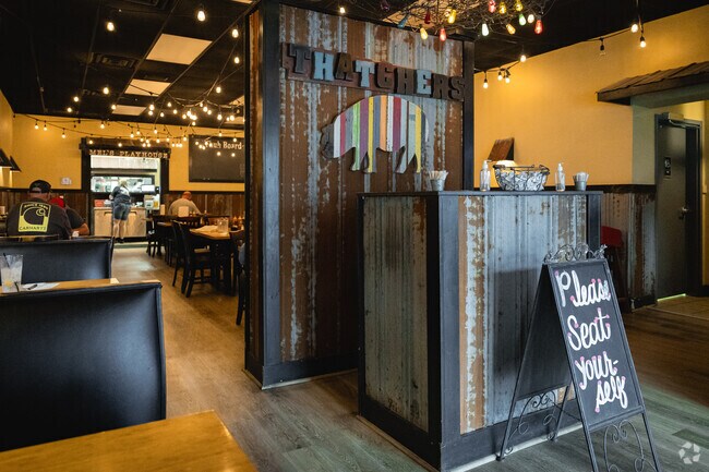 Seat yourself for some excellent barbecue dishes at Thatcher's BBQ in Trenton.