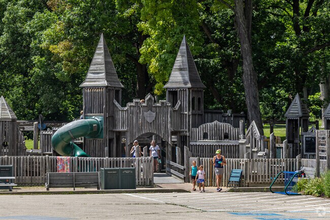 Fort Cushing is a beloved play structure resembling a fort in Cushing Memorial Park near  Oconomowoc Town.