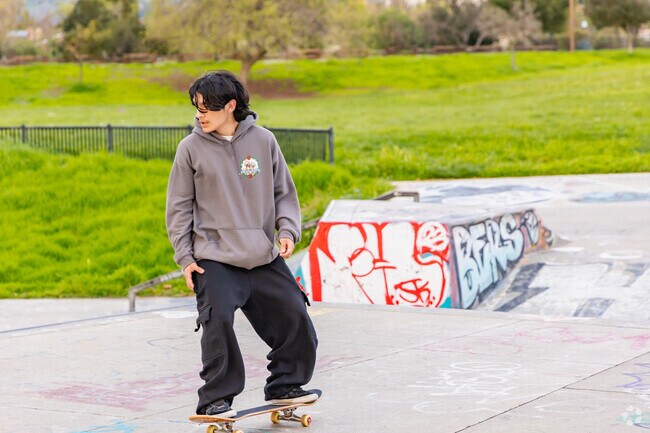 Locals enjoy skateboarding at Plata Arroyo Park.