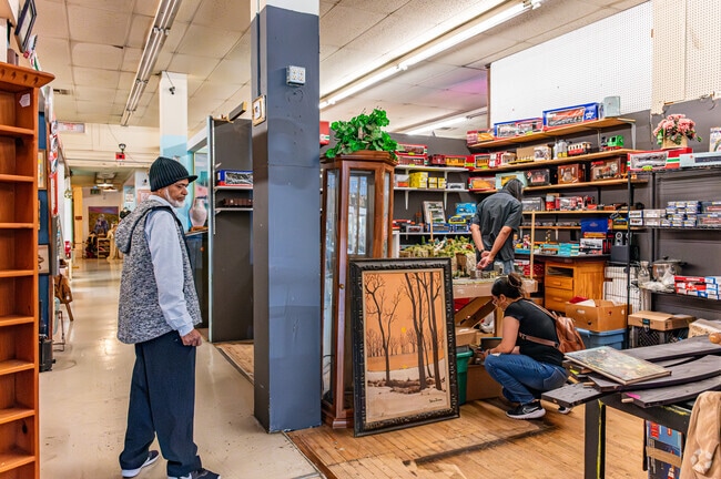 Downtown Pomona locals and visitors browse the many items at the Pomona Antique Mart.
