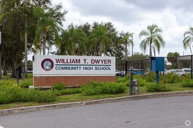 William T Dwyer is the largest high school in the region in Palm Beach Gardens, Florida.