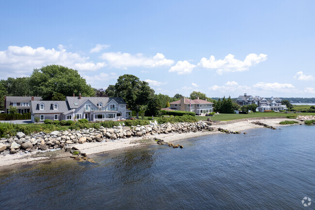 This row of waterside homes in the Rumstick neighborhood have access to beaches.