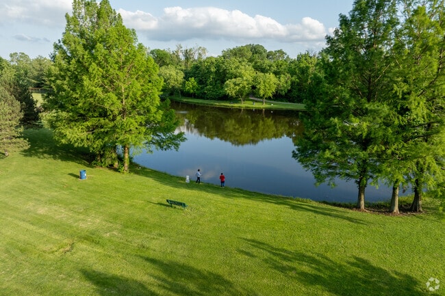 The lake at Bella Fontaine Park is a popular fishing spot.