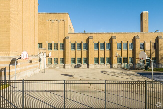 Basketball courts offer students space to play at the Rodgers Magnet Academy in Aurora, IL.