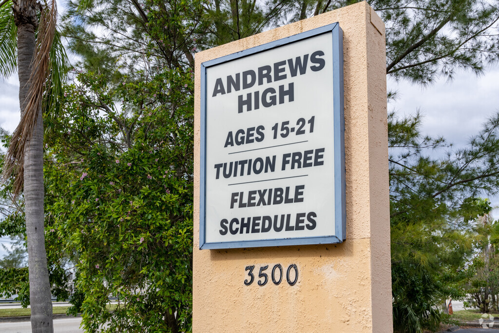 The Andrews High School sign.