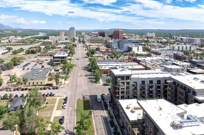 Downtown Colorado Springs is a bustling neighborhood full of activities and shopping.