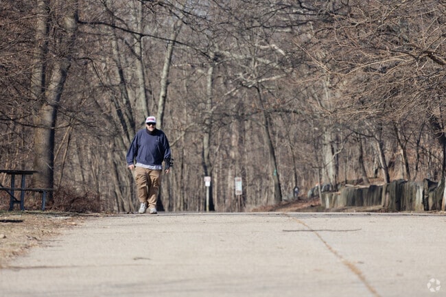 Visitors can hike to the NY border at State Line Lookout in Alpine, NJ.