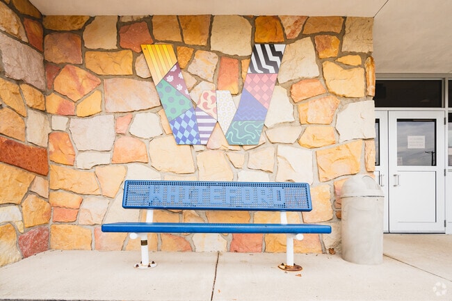 Whiteford Elementary School Front Entrance Bench with fun W
