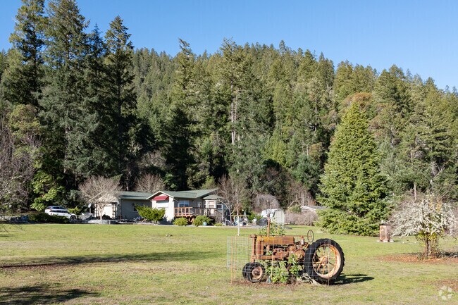 Ranch-style homes often display their agricultural past as art in Willow Creek.