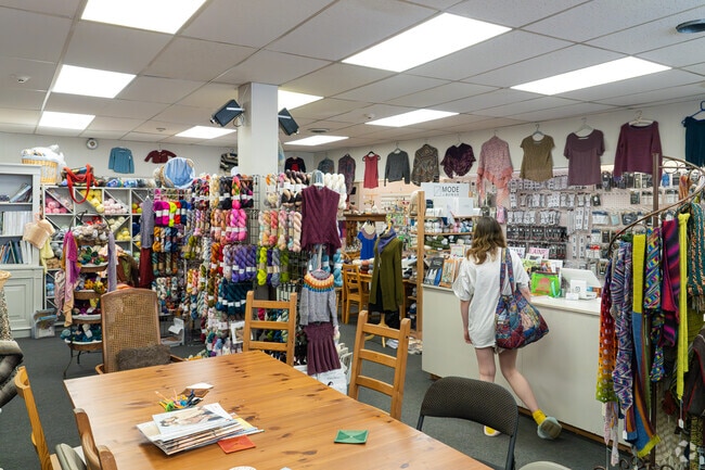 Nearby Mount Holly is filled with small businesses on High Street, such as Woolbearers, a local yarn shop.