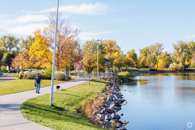 Take your dog for a walk around the pond at Holliday Park in Historic Cheyenne.