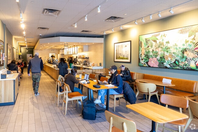 Pleasantville has a wonderful Starbucks where people can relax and work.