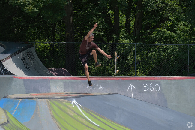 Groton Skate Park in Poquonnock Bridge allows experienced boarders to practice defying gravity.