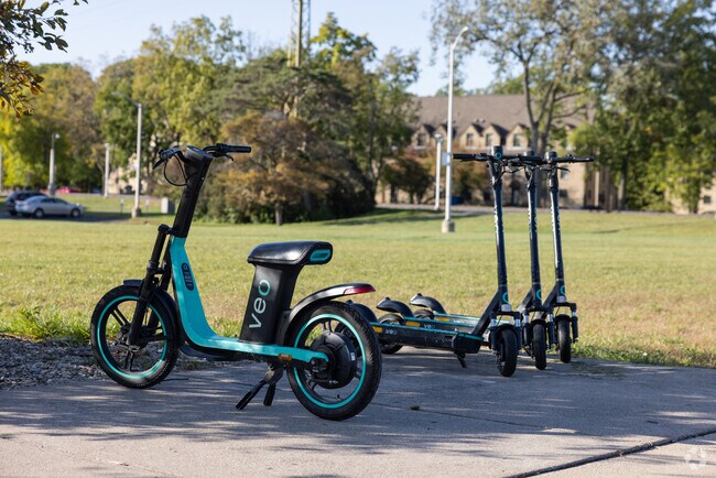Amongst the public transportation in Scott Park are e-bikes and Scooters to zip around town.