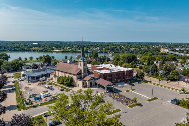 The St John Nepomucene Catholic School campus is located on the Fox River in Little Chute.