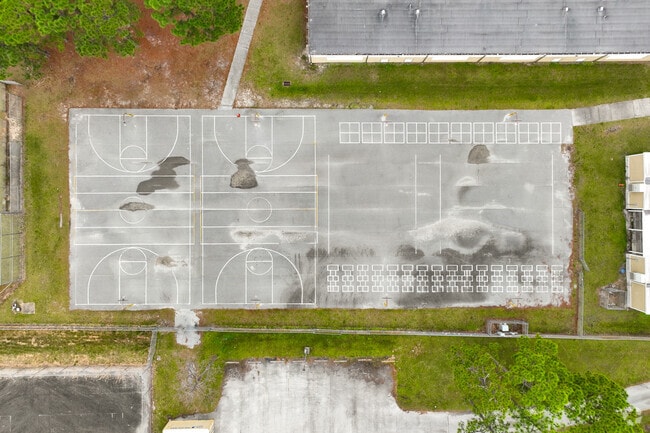 Turner Elementary School features multiple outdoor sports courts for students to play on.
