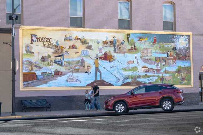 A mural in downtown Prosser provides a glimpse into the town's storied history.