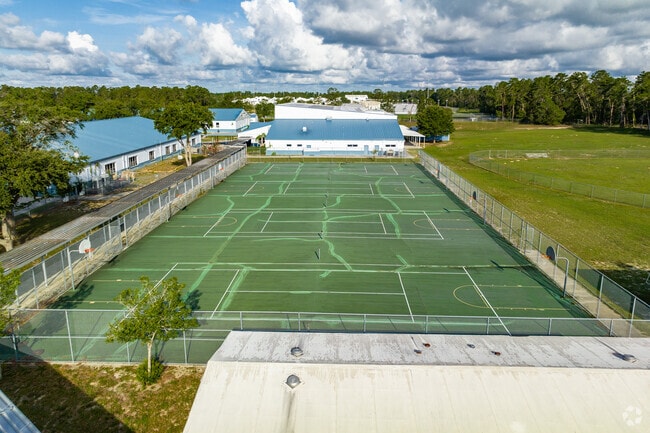 West Hernando Middle has a large play are for basketball, and tennis in Brooksville.