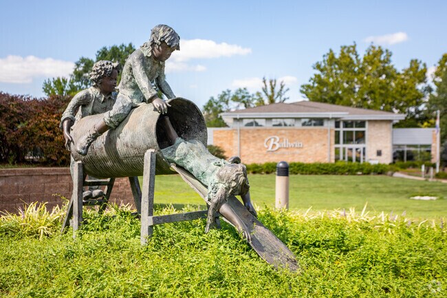In Vlasis Park, Ballwin, you'll find sculptures, a playground and several sports facilities.