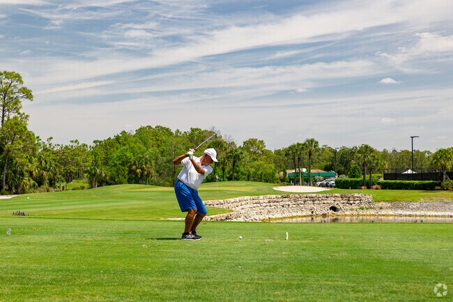 A hole-in-one is possible on the well-maintained course at Cedar Hammock Golf and Country Club.