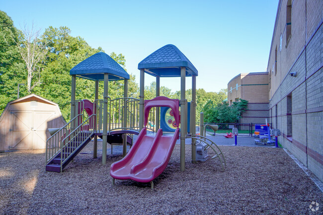 Students enjoy the shaded playground during recess at Halley Elementary School.