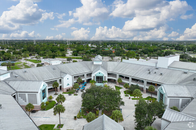 Royal Palm Beach High School courtyard view.