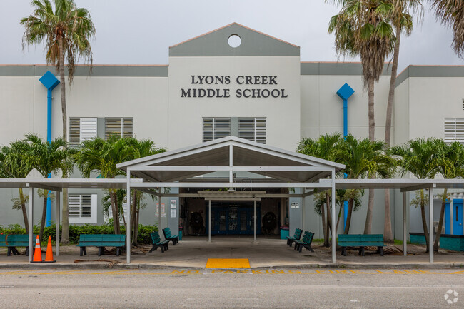 Lyon Creek Middle School main entrance.
