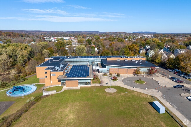 An aerial view of King/Robinson Magnet School.