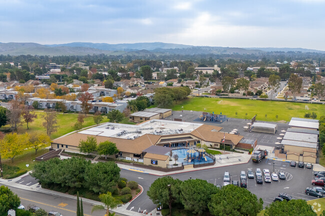Elevated views of Eastshore Elementary School and the surrounding landscape.