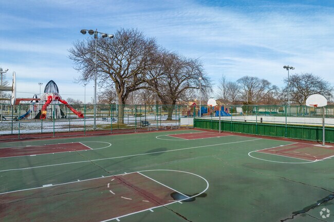Practice your jump shot at the Norridge Park Basketball Courts.