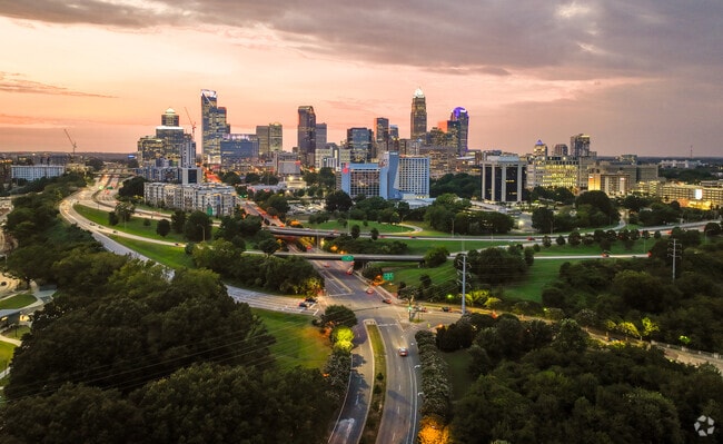 The Charlotte Skyline is beautiful at night, easily seen from Capitol Drive.