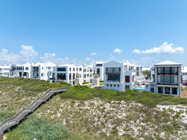 Alys Beach's pristine row of single-family homes offers coastal luxury and elegance.